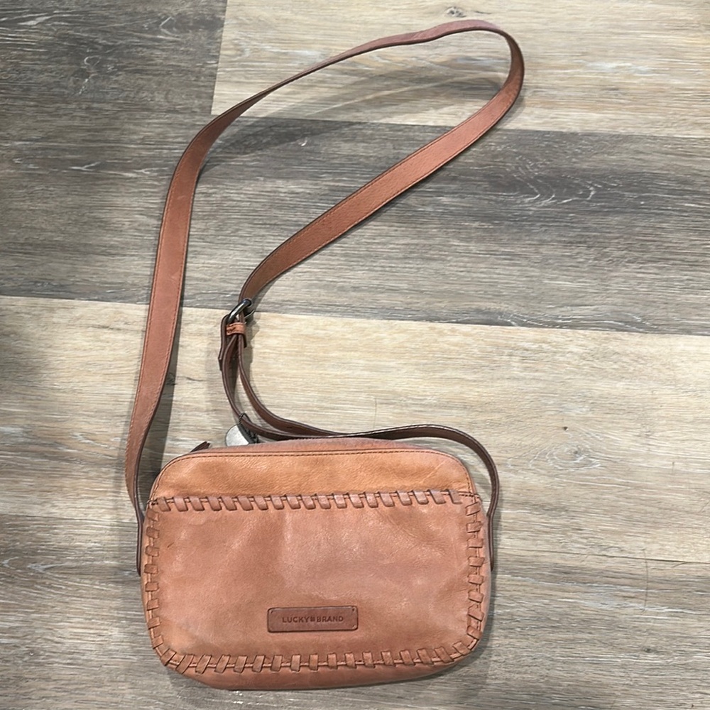 Lucky Brand Tan Crossbody Bag with Handcrafted Stitching
